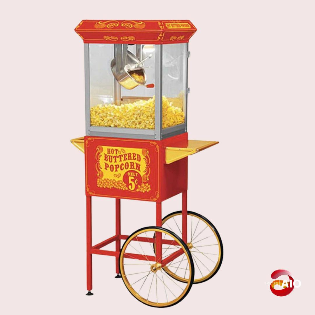 popcorn cart filled with popcorn